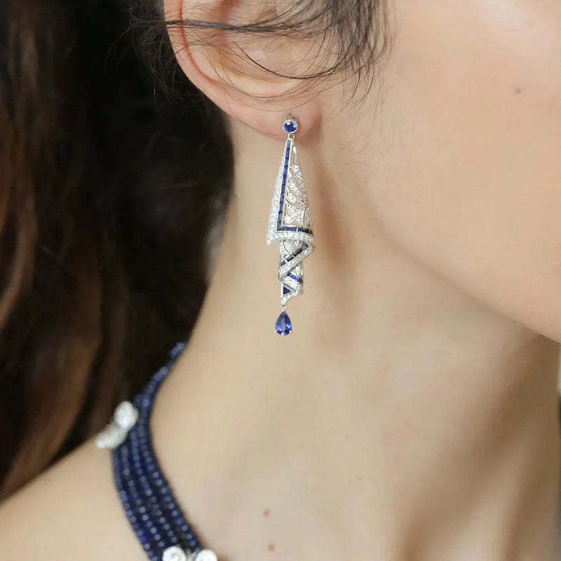 Vintage Gemstone Art Earrings - 925 Silver-Jolura