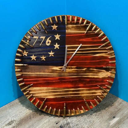 Handmade Patriotic Flag Bullet Clock-Jolura