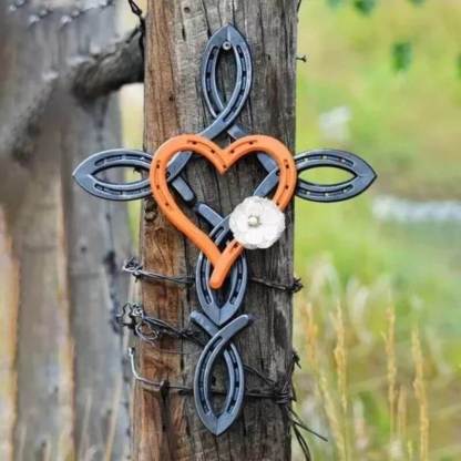 Natural Horseshoe Cross With Heart-Jolura