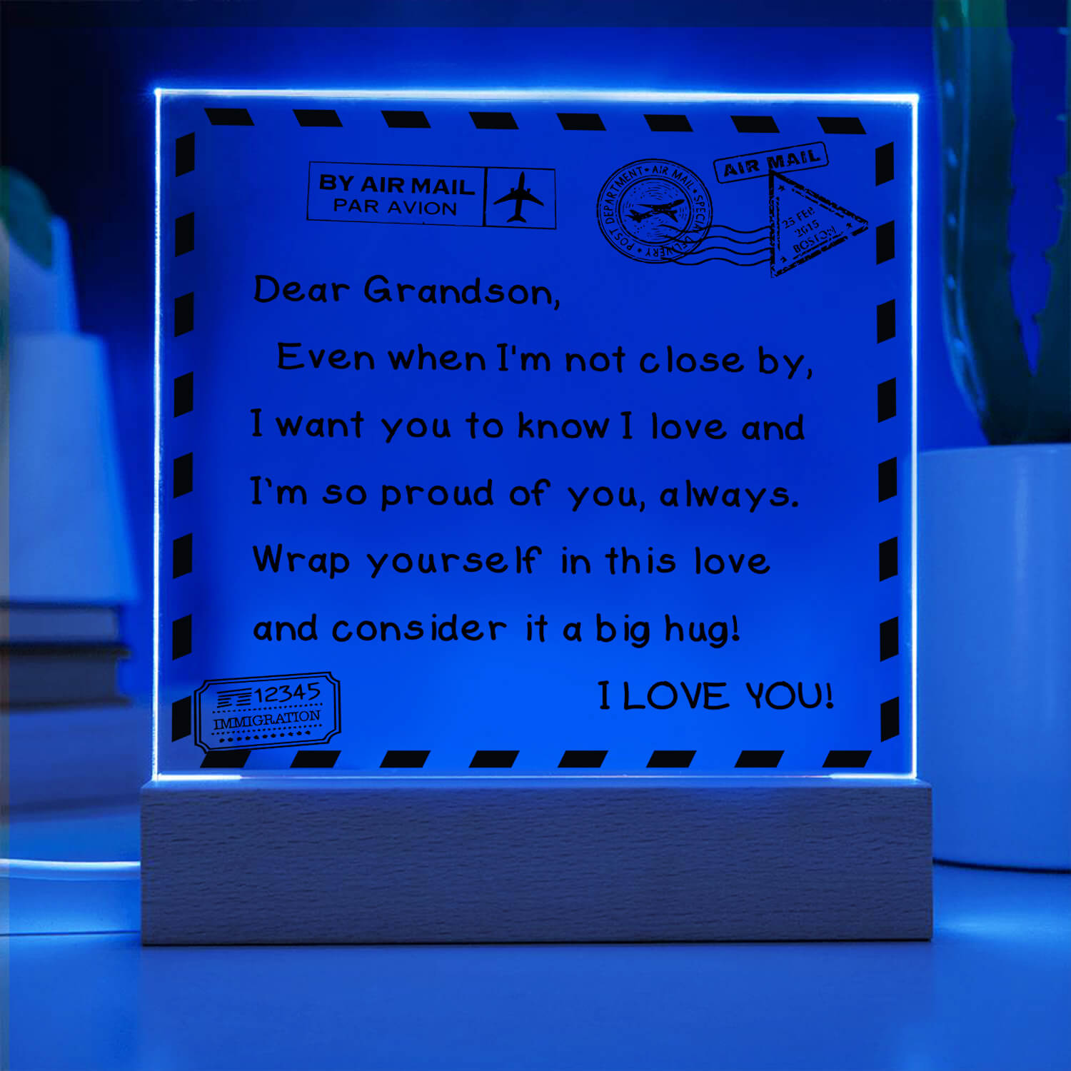 To My Grandson - I Love You - D351 -  LED Acrylic Plaque