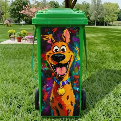 Funny dog trash can sticker for outdoor bin decoration