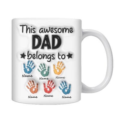 Personalised This Awesome Dad Belongs To Mug
