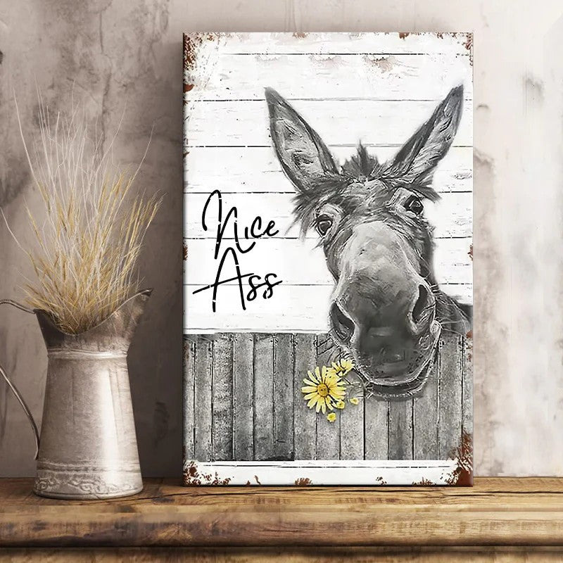 Funny Donkey Sunflower - D359 - Gallery Wrapped Canvas Prints