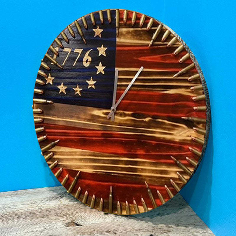 Handmade Patriotic Flag Bullet Clock-Jolura