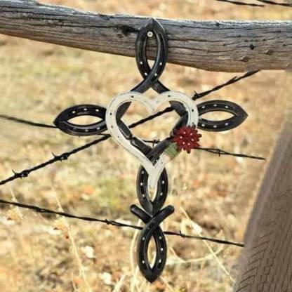 Natural Horseshoe Cross With Heart-Jolura