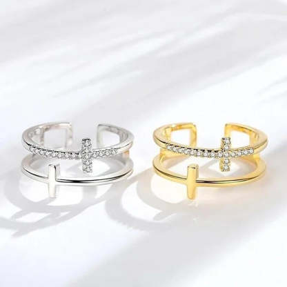 To My Daughter "Pray Through It" Twin Band Cross Ring-Jolura