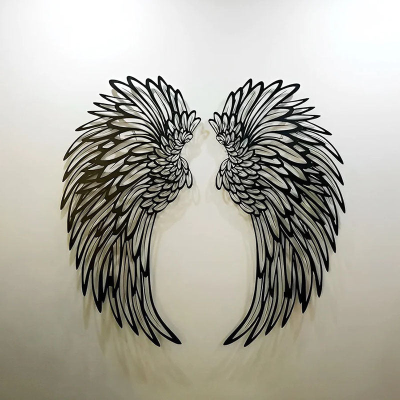 1 Pair Angel Wings Metal Wall Art With Led Lights-Jolura