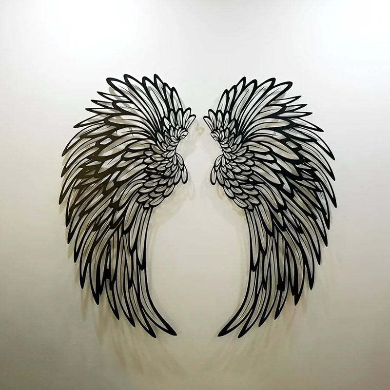 1 Pair Angel Wings Metal Wall Art With Led Lights-Jolura