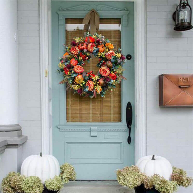 Fall Peony And Pumpkin Wreath - Year Round Wreath-Jolura