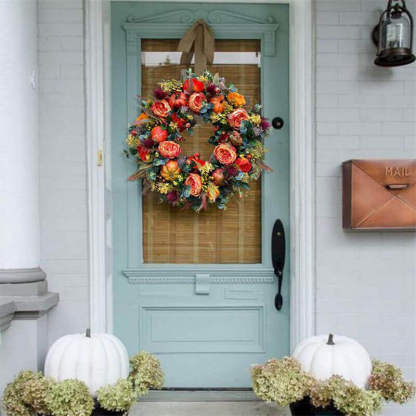 Fall Peony And Pumpkin Wreath - Year Round Wreath-Jolura