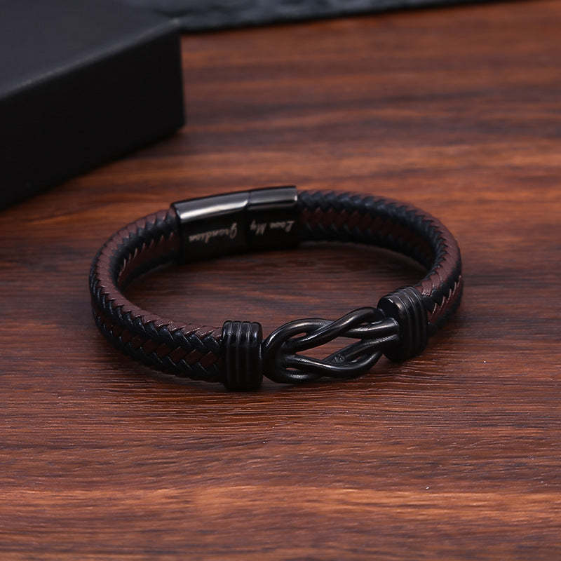 Forever Linked Black Braided Leather Bracelets - Love My Grandson-Jolura