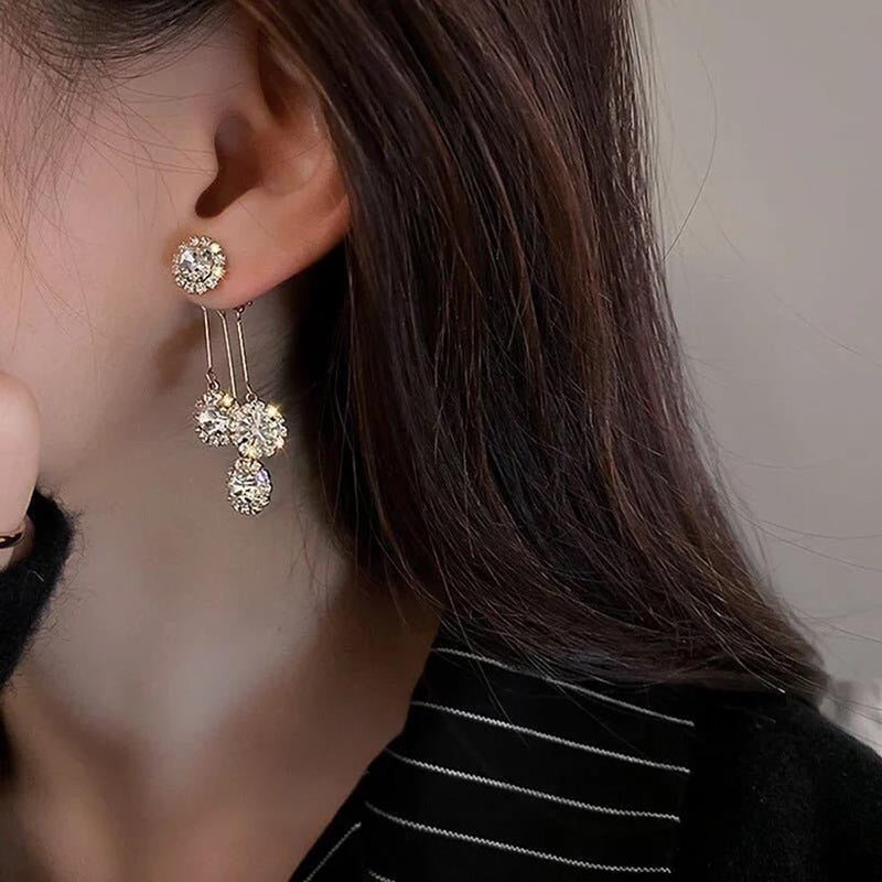 Zircon Round Petal Earrings-Jolura