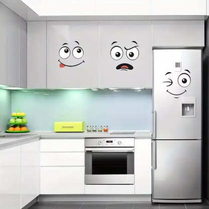 Cartoon face stickers for playful home decoration