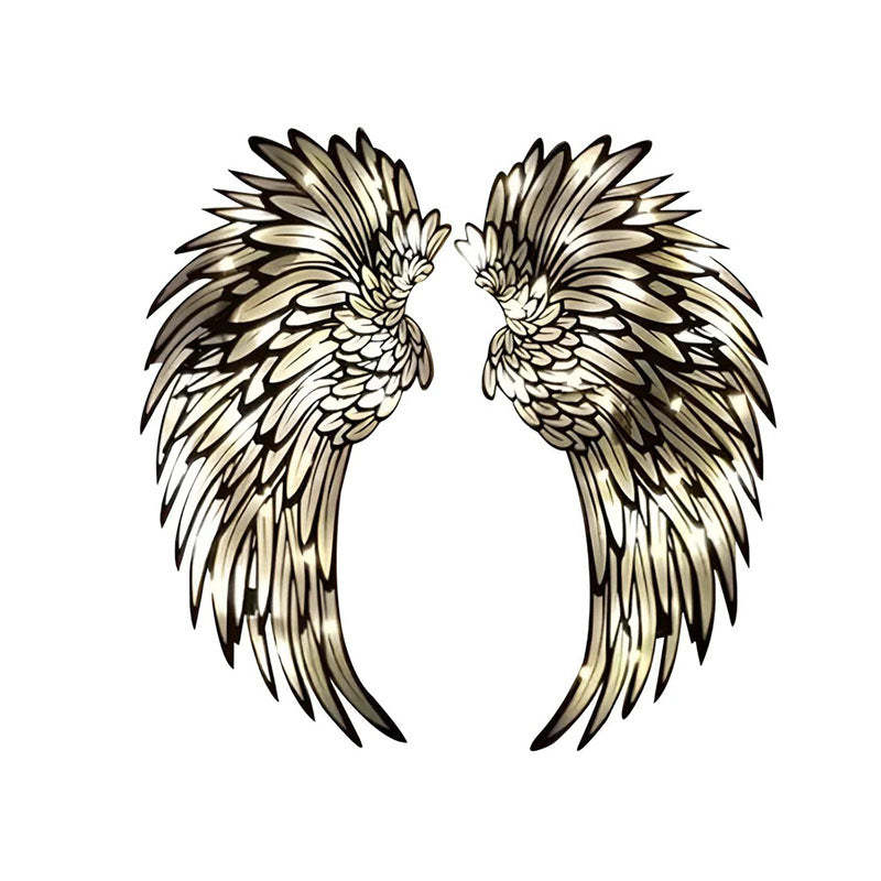 1 Pair Angel Wings Metal Wall Art With Led Lights-Jolura