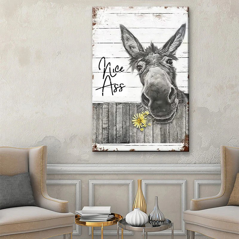 Funny Donkey Sunflower - D359 - Gallery Wrapped Canvas Prints