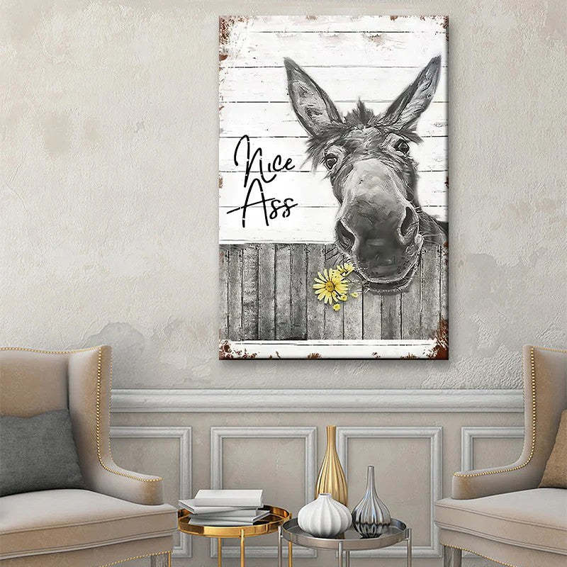 Funny Donkey Sunflower - D359 - Gallery Wrapped Canvas Prints