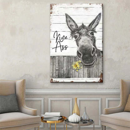 Funny Donkey Sunflower - D359 - Gallery Wrapped Canvas Prints