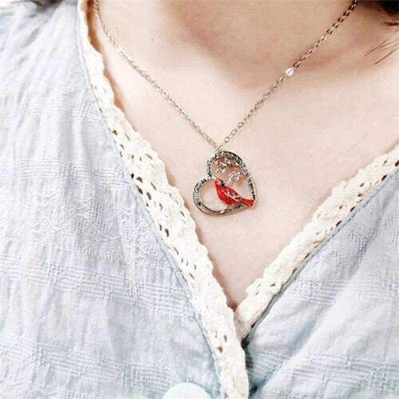 Cardinal Heart Pendant Necklace-Jolura