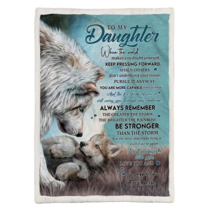 To My Daughter - From Dad - Wolf A246 - Premium Blanket-Jolura