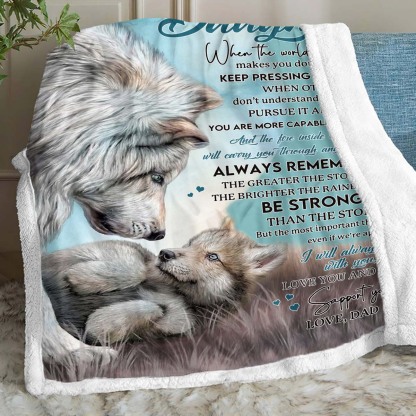 To My Daughter - From Dad - Wolf A246 - Premium Blanket-Jolura