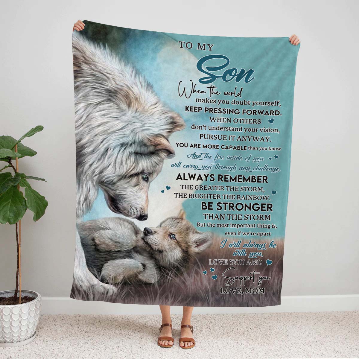 To My Son - From Mom - Wolf A246 - Premium Blanket-Jolura