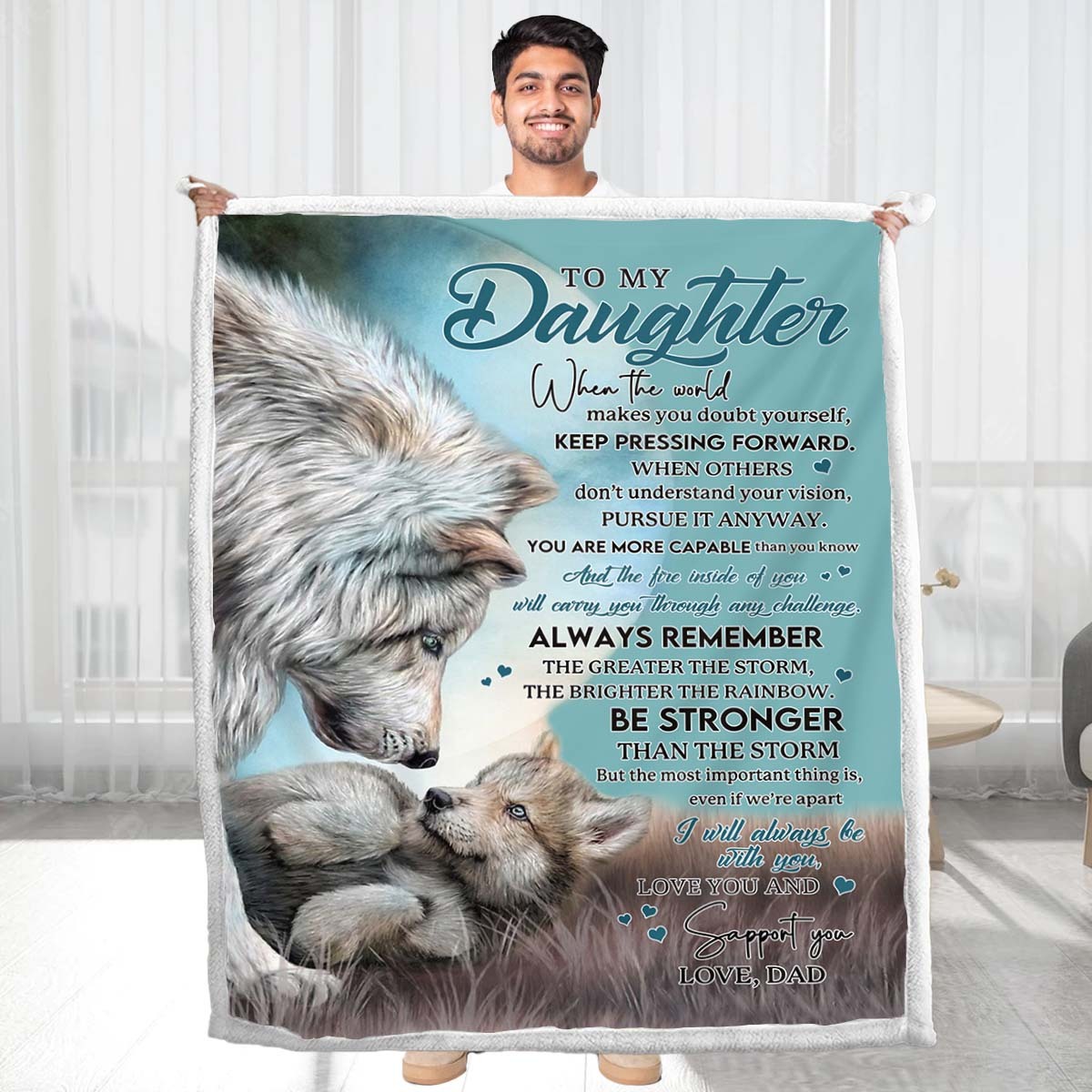 To My Daughter - From Dad - Wolf A246 - Premium Blanket-Jolura
