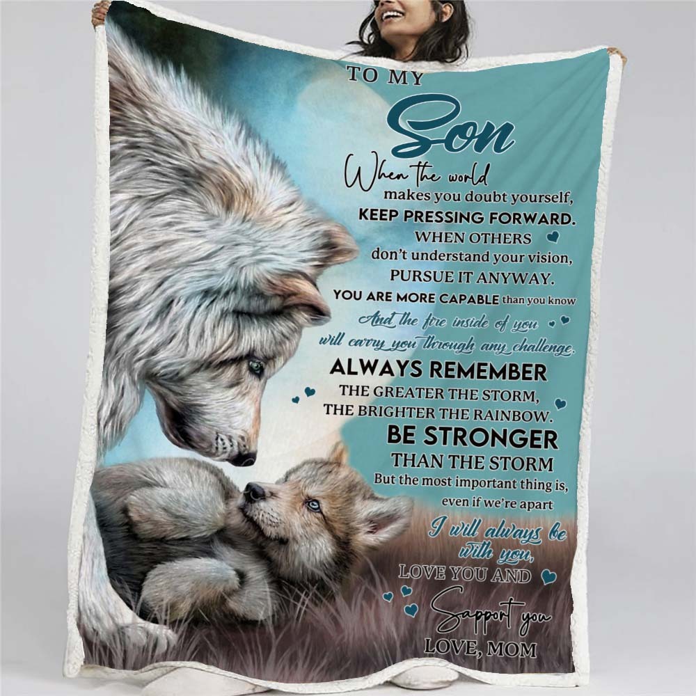 To My Son - From Mom - Wolf A246 - Premium Blanket-Jolura