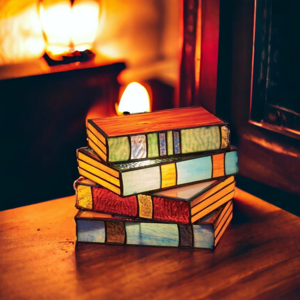 Stained Glass Stacked Books Lamp-Jolura