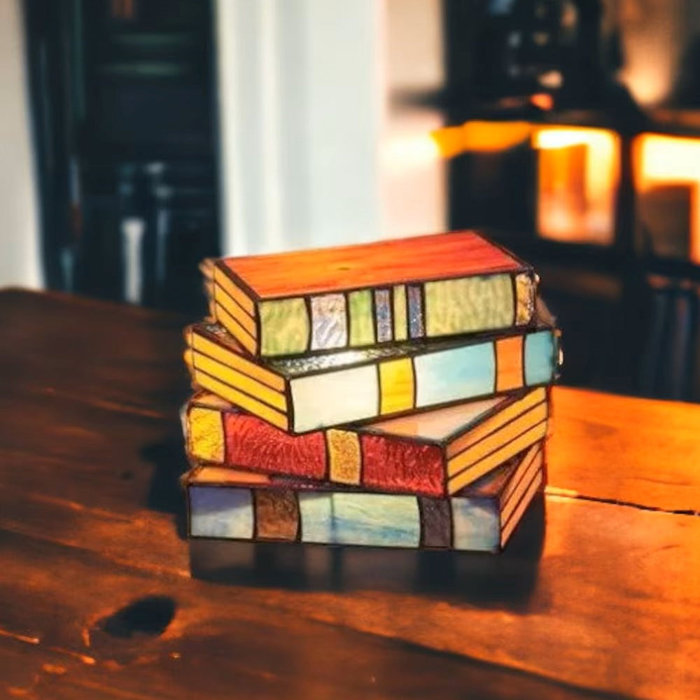 Stained Glass Stacked Books Lamp-Jolura