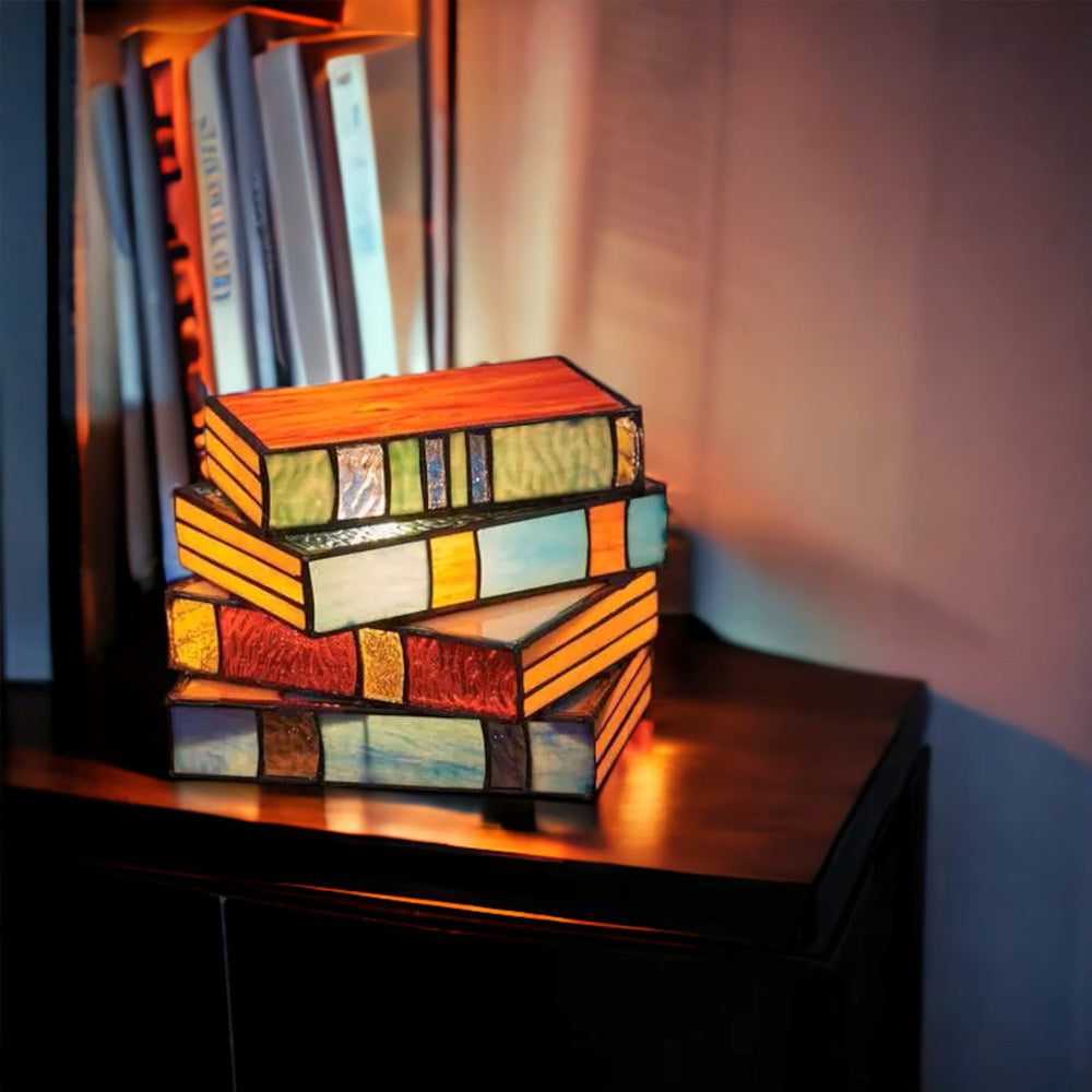 Stained Glass Stacked Books Lamp-Jolura