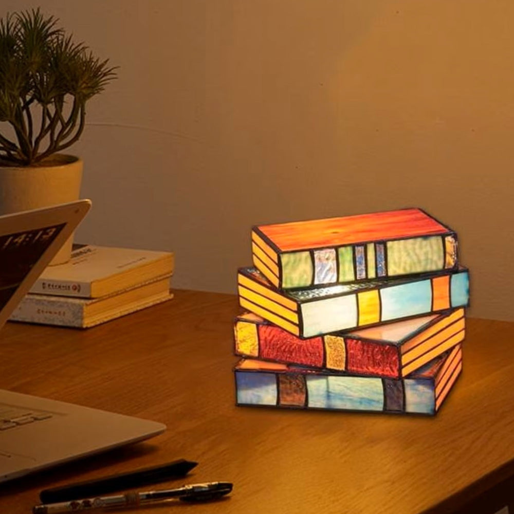 Stained Glass Stacked Books Lamp-Jolura