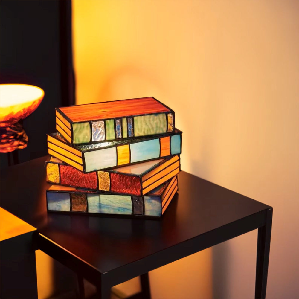 Stained Glass Stacked Books Lamp-Jolura