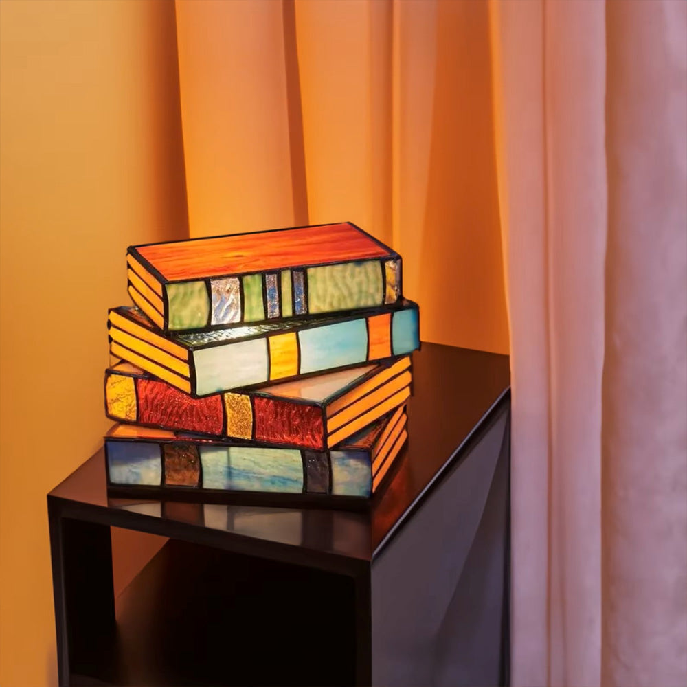 Stained Glass Stacked Books Lamp-Jolura