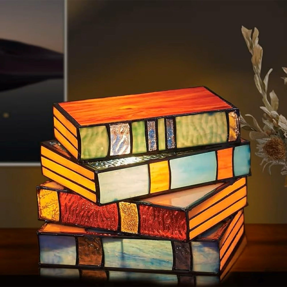 Stained Glass Stacked Books Lamp-Jolura