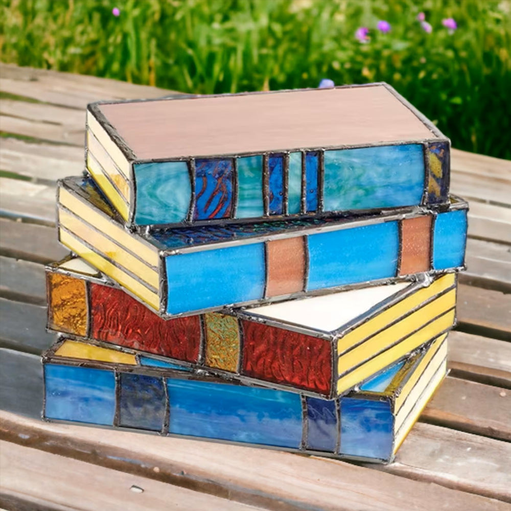 Stained Glass Stacked Books Lamp-Jolura