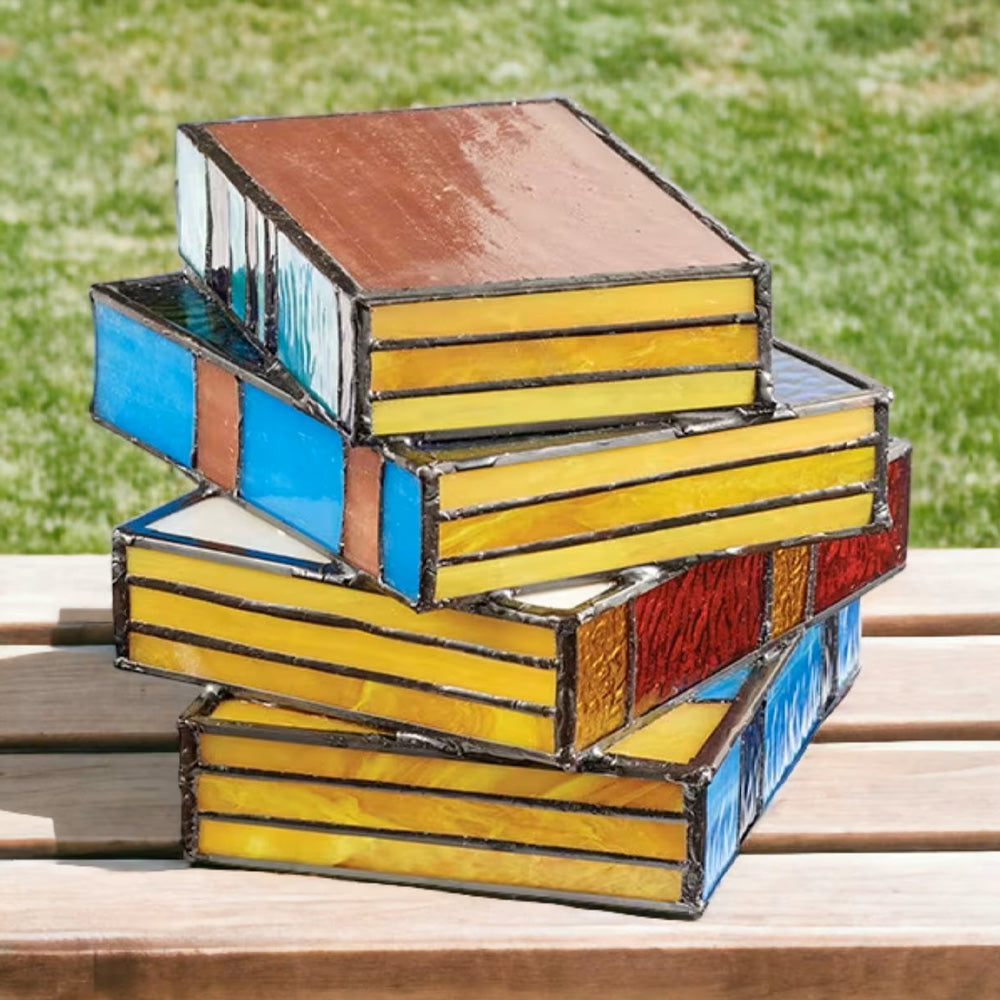 Stained Glass Stacked Books Lamp-Jolura