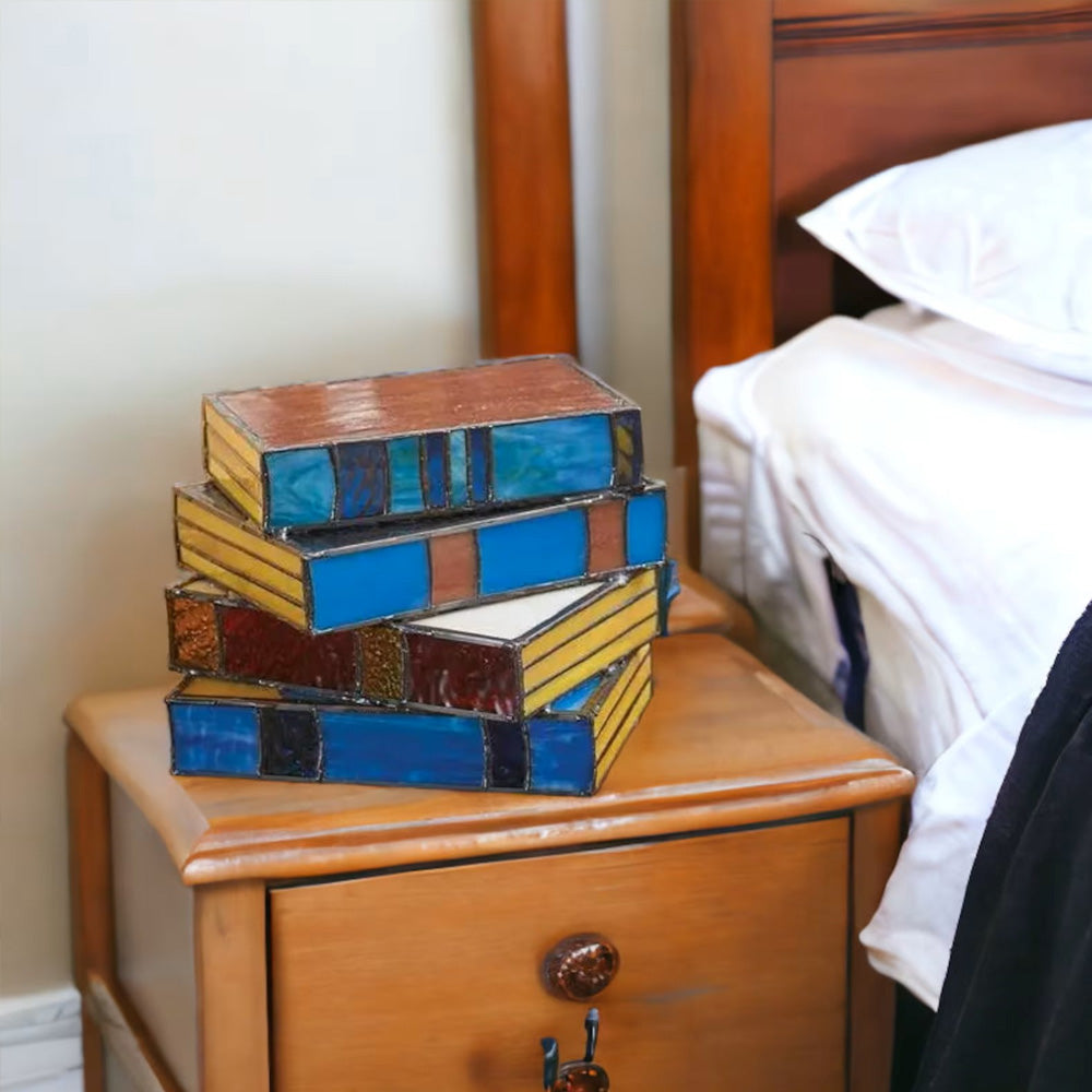 Stained Glass Stacked Books Lamp-Jolura