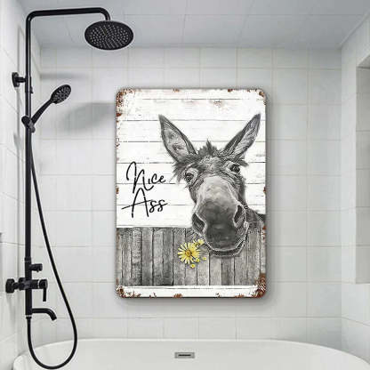 Funny Donkey Sunflower Bathroom Metal Sign Wall Decor Farmhouse Sign For Toilet Restroom Decor Gifts-Jolura