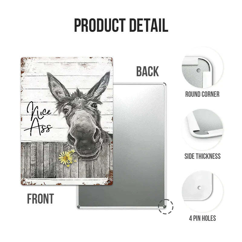 Funny Donkey Sunflower Bathroom Metal Sign Wall Decor Farmhouse Sign For Toilet Restroom Decor Gifts-Jolura