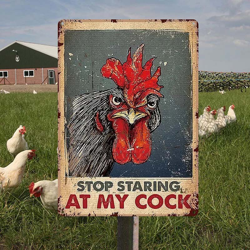 Chicken Stop Staring At My Cocker Vintage Home Decor, Room Decor Metal Sign-Jolura