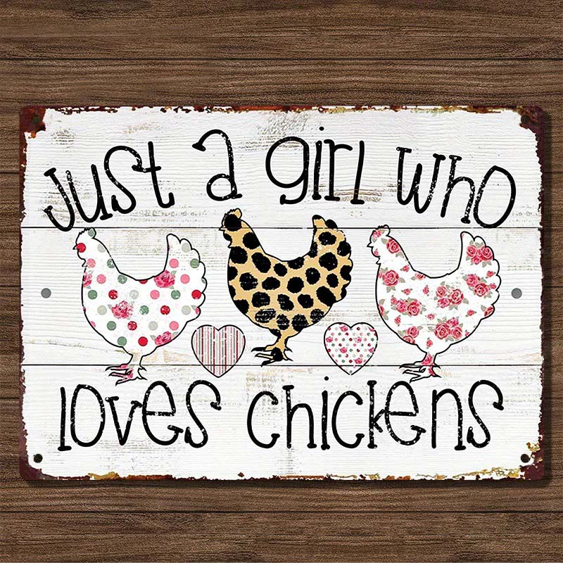 Just A Girl Who Loves Chickens Metal Sign For Coop Funny Outdoor Funny Chicken Coop Sign-Jolura
