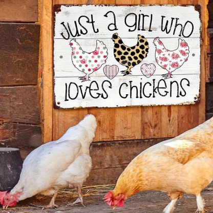 Just A Girl Who Loves Chickens Metal Sign For Coop Funny Outdoor Funny Chicken Coop Sign-Jolura
