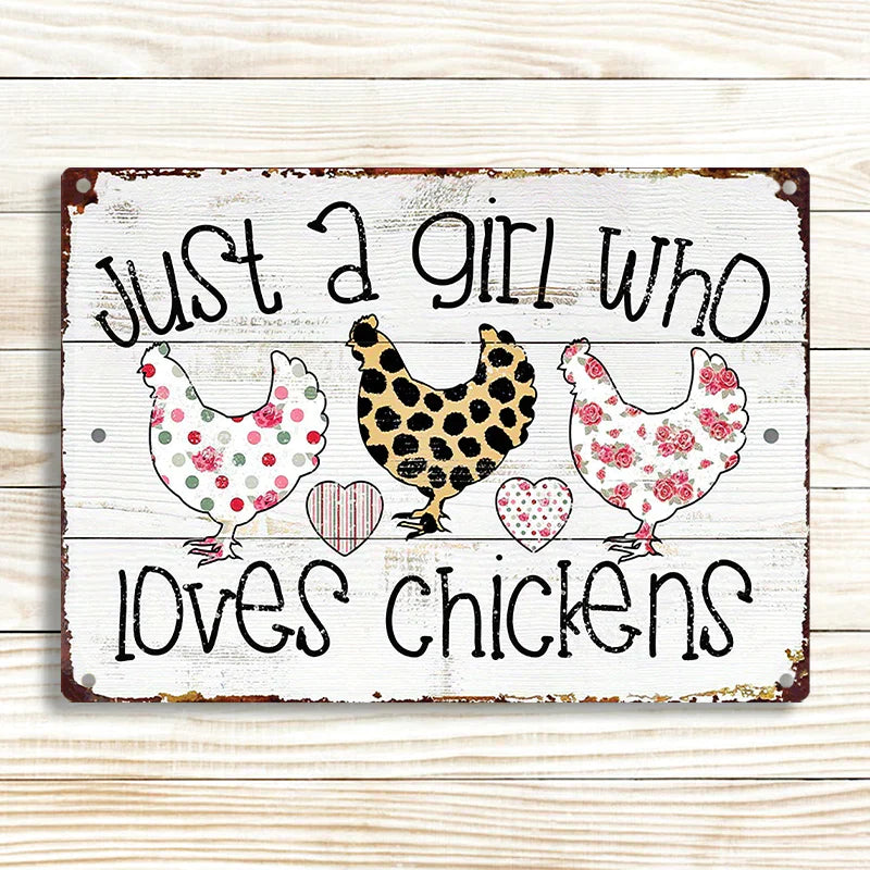 Just A Girl Who Loves Chickens Metal Sign For Coop Funny Outdoor Funny Chicken Coop Sign-Jolura