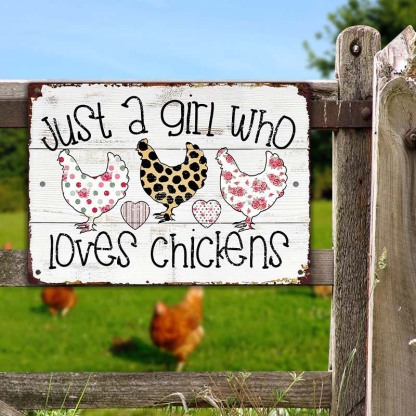 Just A Girl Who Loves Chickens Metal Sign For Coop Funny Outdoor Funny Chicken Coop Sign-Jolura