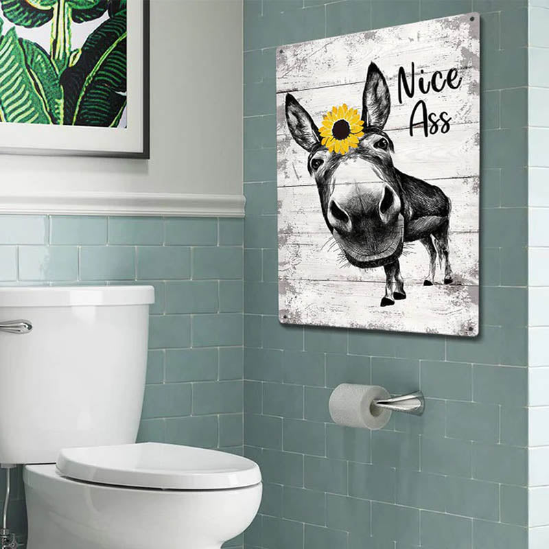 Funny Donkey Sunflower Metal Sign Farmhouse Bathroom Unique Gifts For Home Vintage Farm Animal Design-Jolura
