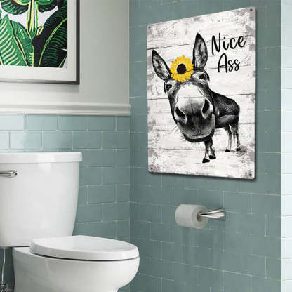 Funny Donkey Sunflower Metal Sign Farmhouse Bathroom Unique Gifts For Home Vintage Farm Animal Design-Jolura