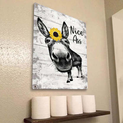 Funny Donkey Sunflower Metal Sign Farmhouse Bathroom Unique Gifts For Home Vintage Farm Animal Design-Jolura