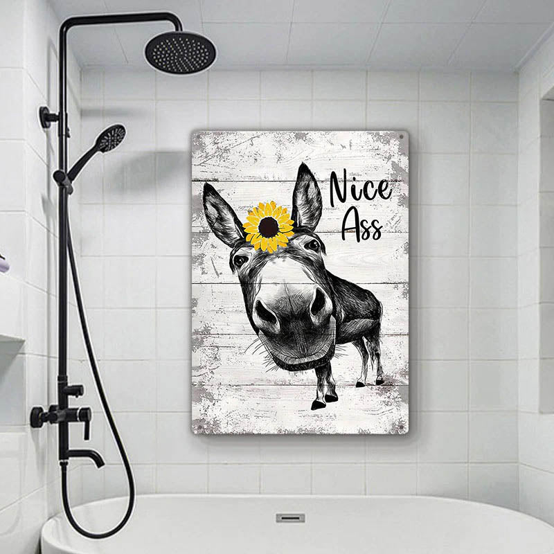 Funny Donkey Sunflower Metal Sign Farmhouse Bathroom Unique Gifts For Home Vintage Farm Animal Design-Jolura