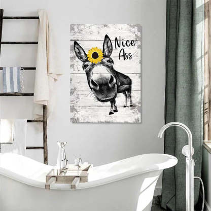Funny Donkey Sunflower Metal Sign Farmhouse Bathroom Unique Gifts For Home Vintage Farm Animal Design-Jolura
