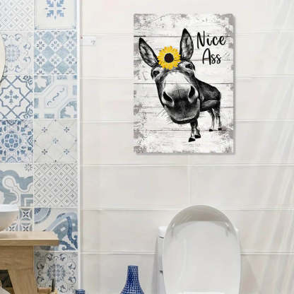 Funny Donkey Sunflower Metal Sign Farmhouse Bathroom Unique Gifts For Home Vintage Farm Animal Design-Jolura